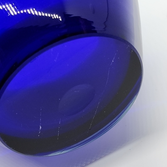 Large Glass vase cobalt blue angle design heavy thick vintage Estate - Picture 13 of 15